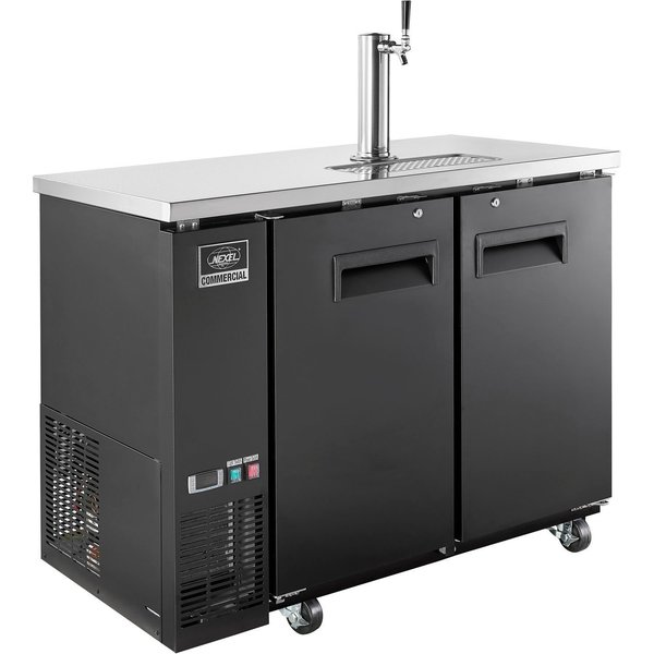 Global Industrial Nexel Beer Dispenser Cooler w/ Single Tap Dispenser, 11.8 Cu. Ft., Black 243099